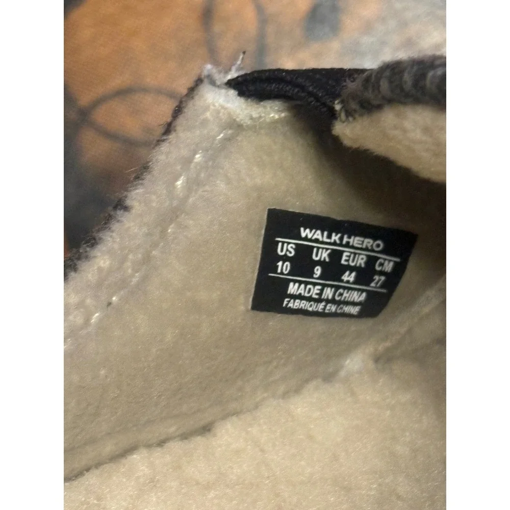 Walk Hero Gecko Man Mens 10 Grey Canvas Faux Fur Lined Slip On Mules Loafers